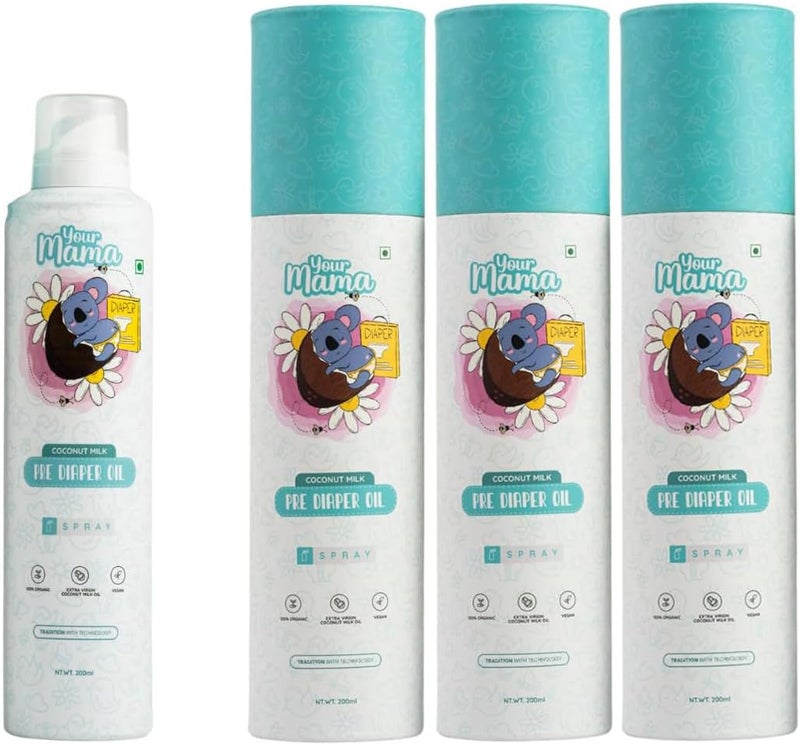 Your Mama Pre-Diaper Oil Spray – 100% Natural Virgin Coconut Oil, Baby Bum Barrier & Rash Prevention Spray, Gentle & Non-Toxic Formula for Newborns 600ml - Image 1